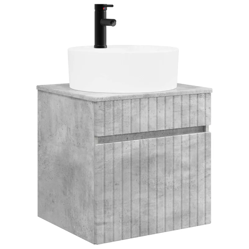 Vonios spintos komplektas 5 pcs Betono pilka 53 x 15,5 x 70 cm