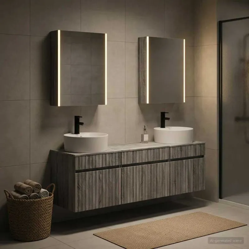 Vonios spintos komplektas 5 pcs Pilka Sonoma 53 x 15,5 x 70 cm