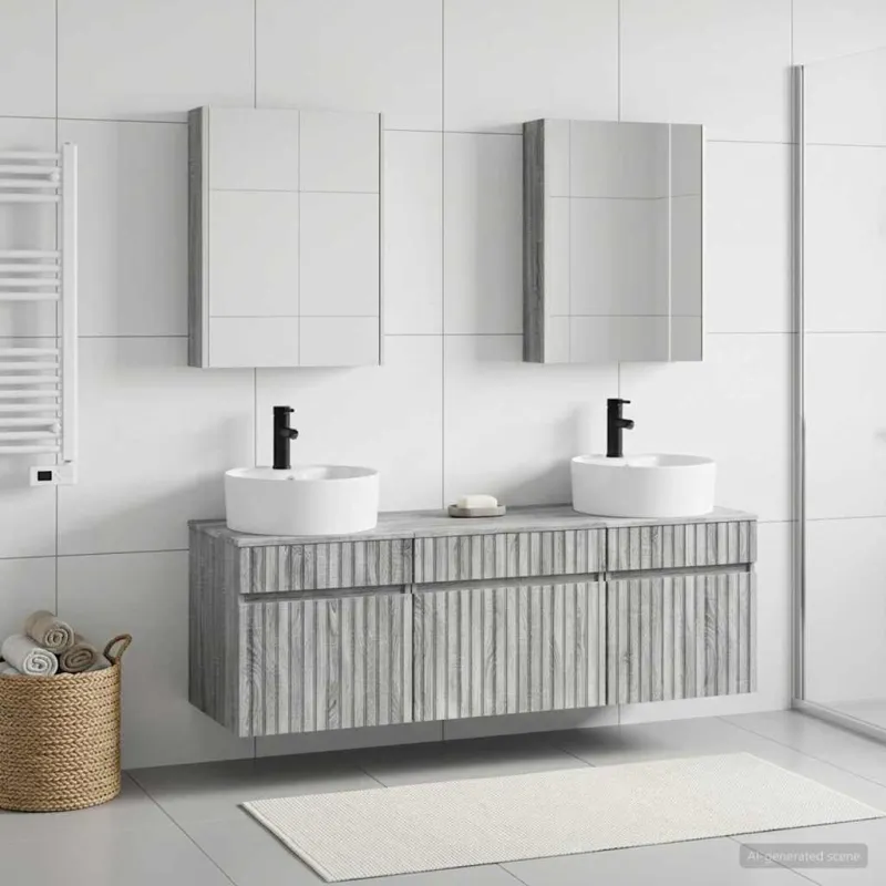 Vonios spintos komplektas 5 pcs Pilka Sonoma 53 x 15,5 x 70 cm