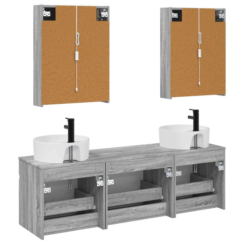 Vonios spintos komplektas 5 pcs Pilka Sonoma 53 x 15,5 x 70 cm