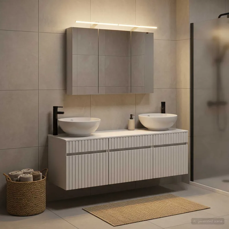 Vonios spintos komplektas 4 pcs Balta 100 x 14,5 x 70 cm