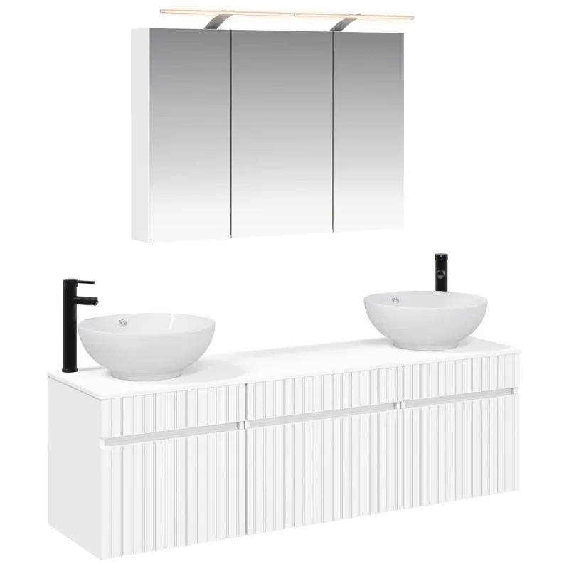 Vonios spintos komplektas 4 pcs Balta 100 x 14,5 x 70 cm