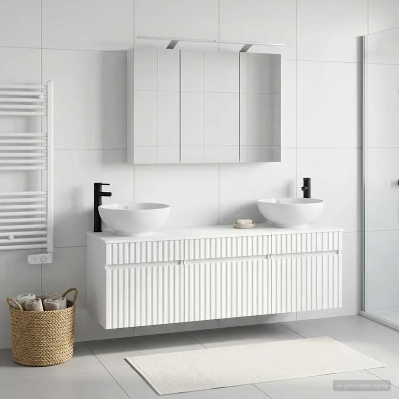 Vonios spintos komplektas 4 pcs Balta 100 x 14,5 x 70 cm