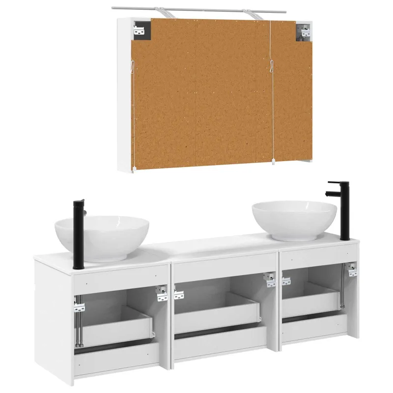 Vonios spintos komplektas 4 pcs Balta 100 x 14,5 x 70 cm