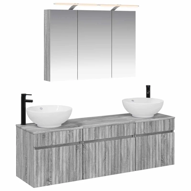 Vonios spintos komplektas 4 pcs Pilka Sonoma 100 x 14,5 x 70 cm
