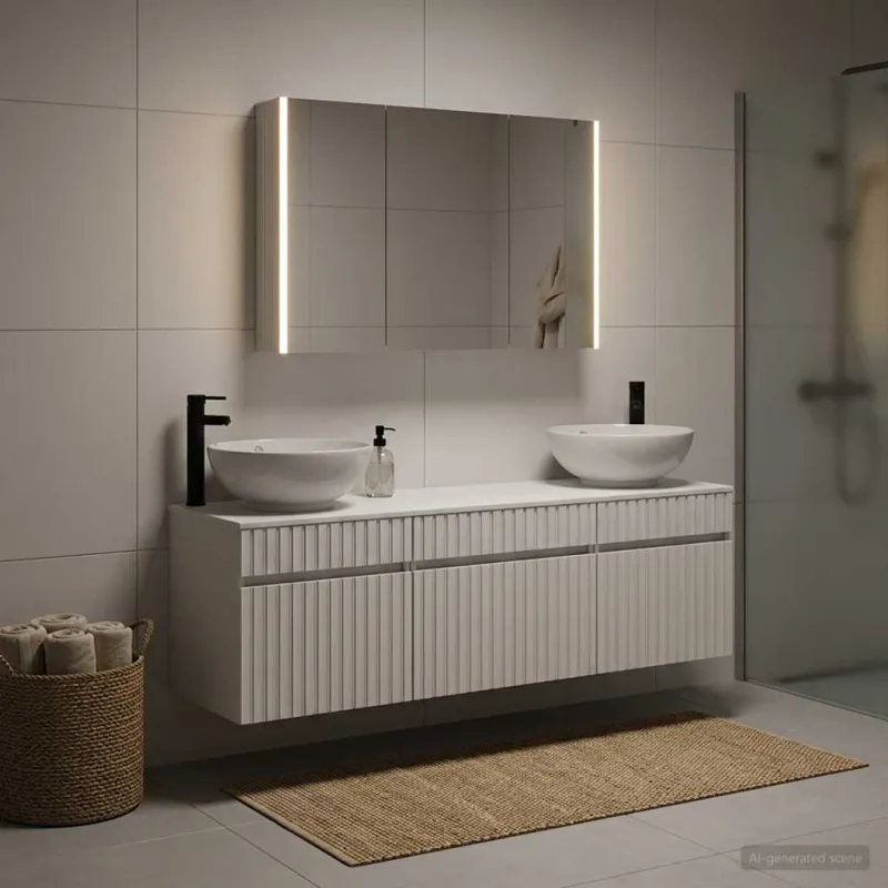 Vonios spintos komplektas 4 pcs Balta 103,5 x 15,5 x 70 cm