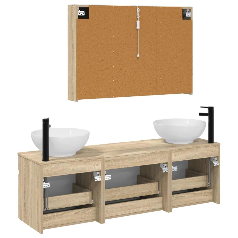 Vonios spintos komplektas 4 pcs Sonoma ąžuolas