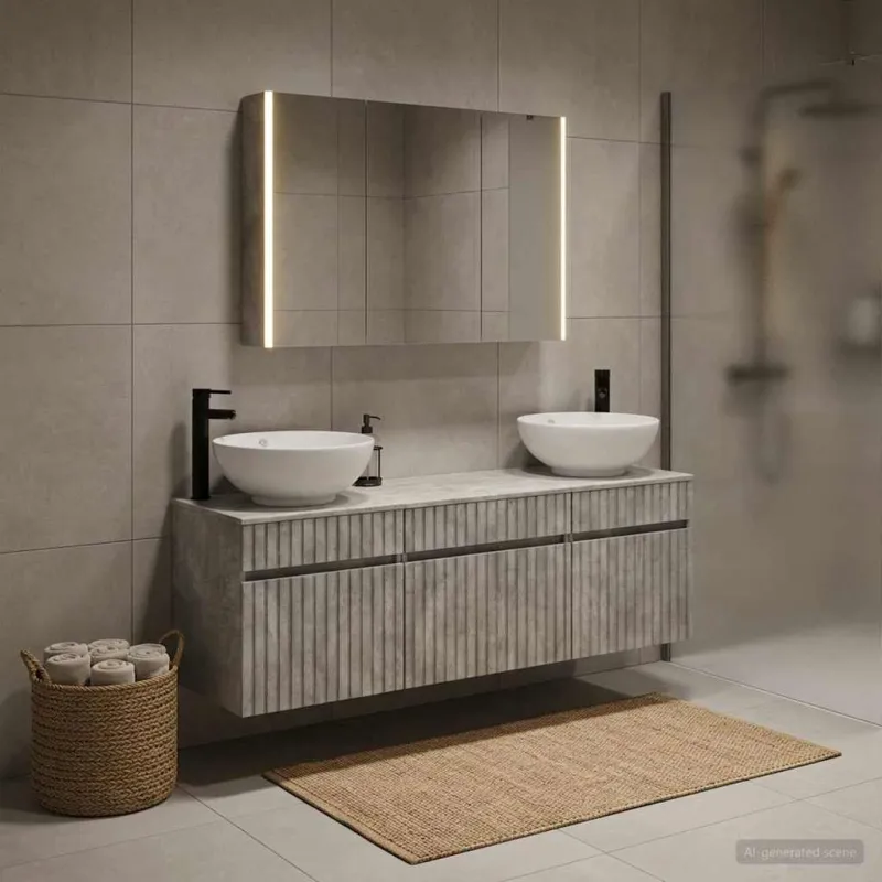 Vonios spintos komplektas 4 pcs Betono pilka