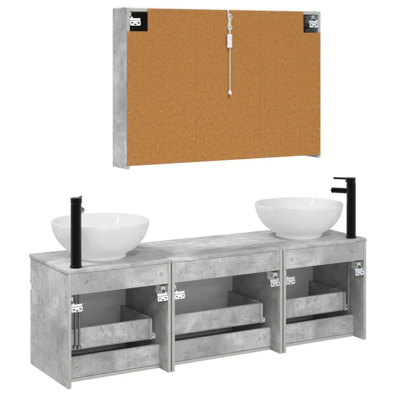 Vonios spintos komplektas 4 pcs Betono pilka