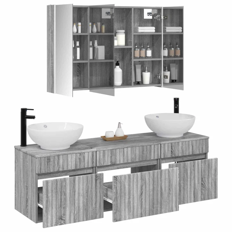 Vonios spintos komplektas 4 pcs Pilka Sonoma