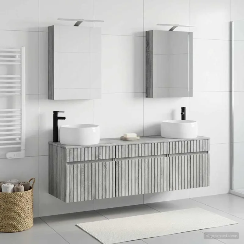 Vonios spintos komplektas 5 pcs Pilka Sonoma 50 x 14,5 x 70 cm