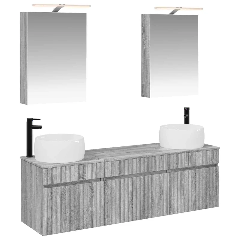 Vonios spintos komplektas 5 pcs Pilka Sonoma 50 x 14,5 x 70 cm