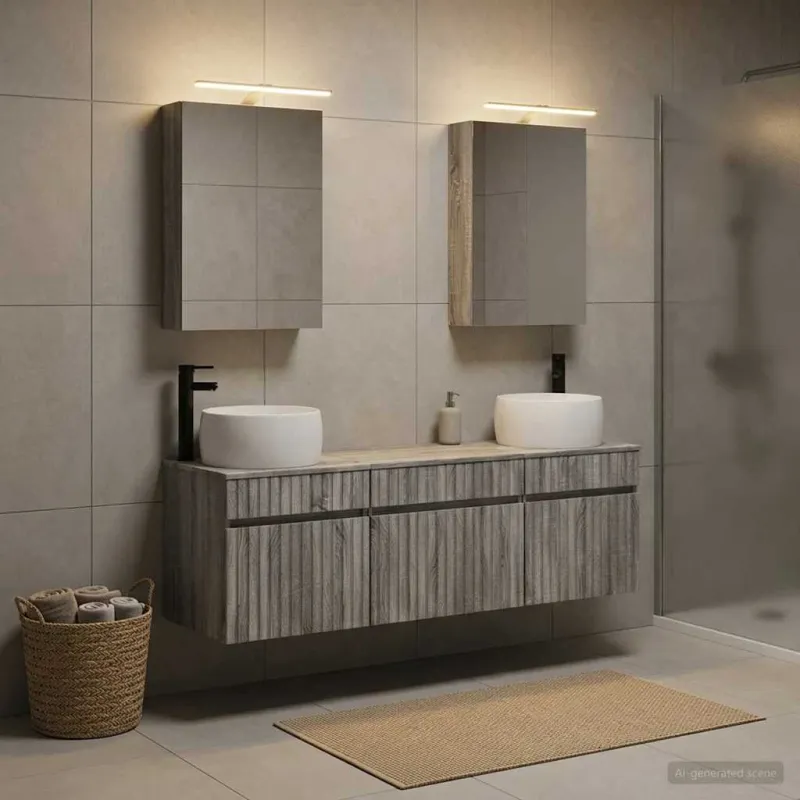 Vonios spintos komplektas 5 pcs Pilka Sonoma 50 x 14,5 x 70 cm