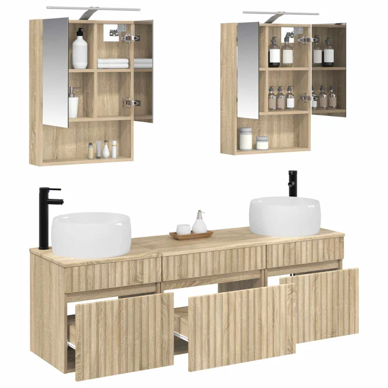 Vonios spintos komplektas 5 pcs Sonoma ąžuolas