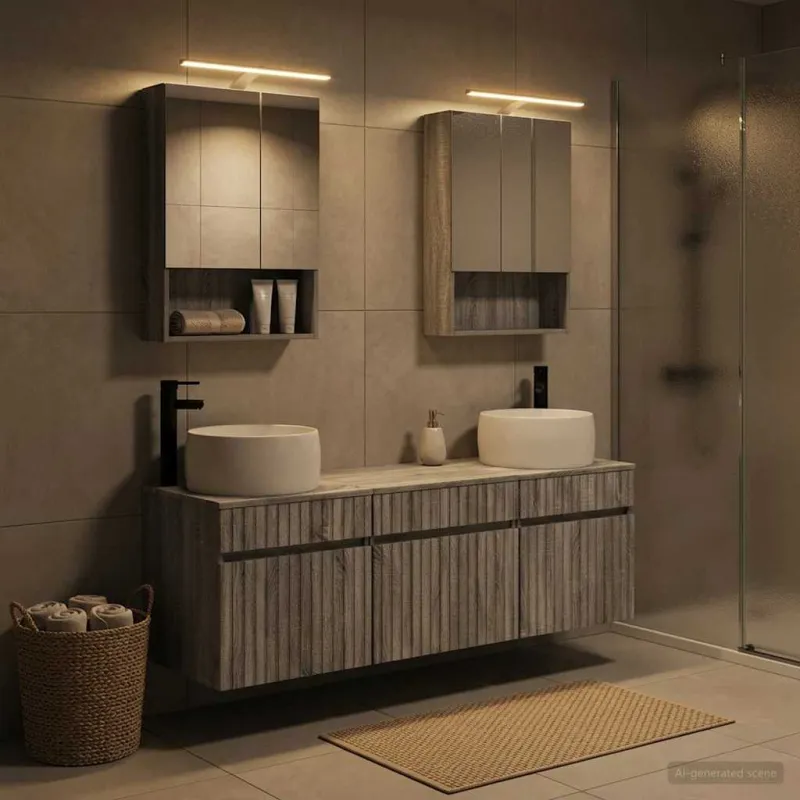 Vonios spintos komplektas 5 pcs Pilka Sonoma 50 x 14,5 x 70 cm