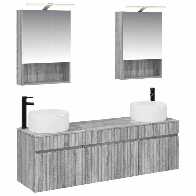 Vonios spintos komplektas 5 pcs Pilka Sonoma 50 x 14,5 x 70 cm