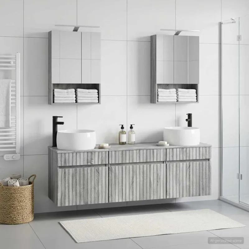 Vonios spintos komplektas 5 pcs Pilka Sonoma 50 x 14,5 x 70 cm