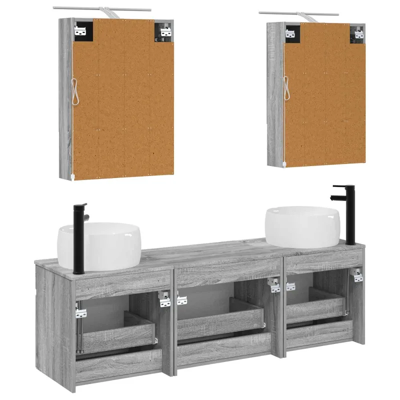 Vonios spintos komplektas 5 pcs Pilka Sonoma 50 x 14,5 x 70 cm