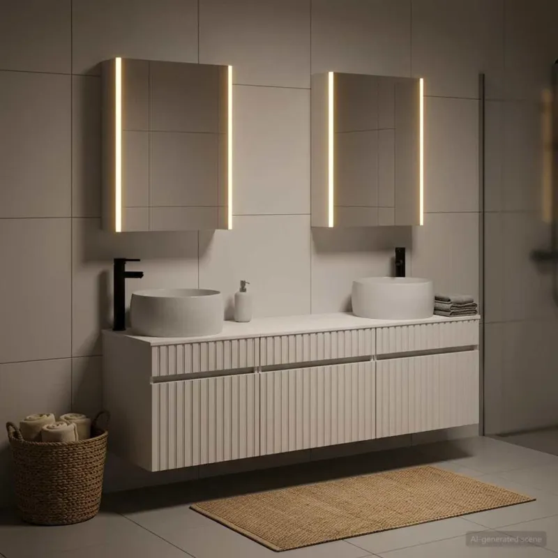 Vonios spintos komplektas 5 pcs Balta 53 x 15,5 x 70 cm