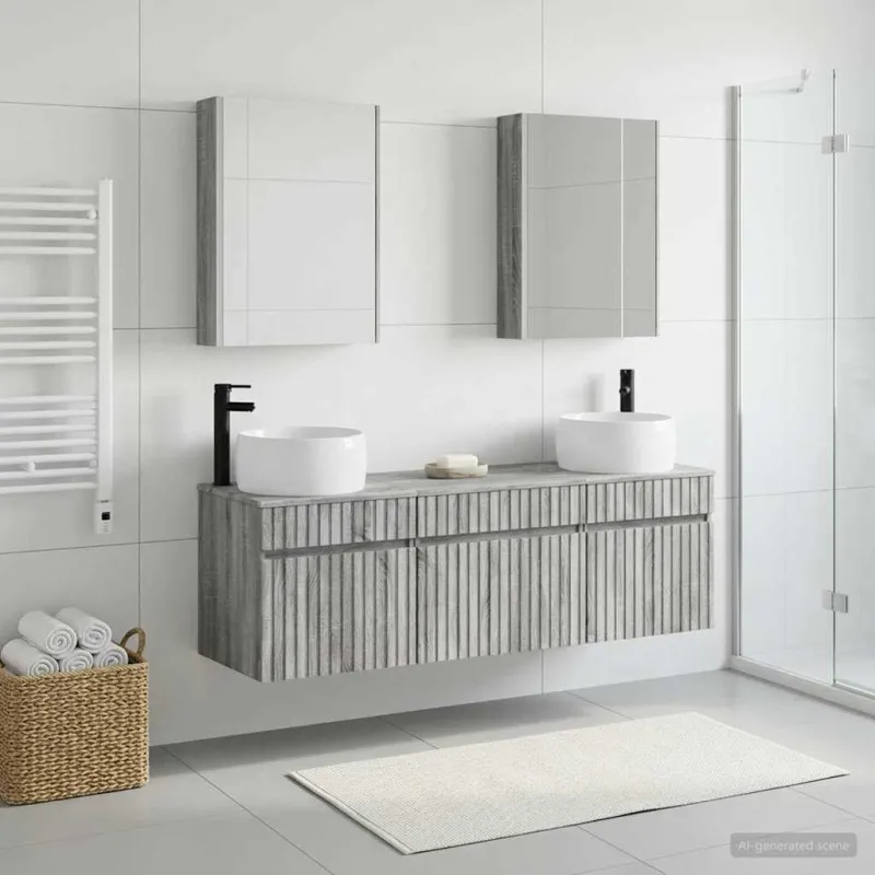 Vonios spintos komplektas 5 pcs Pilka Sonoma 53 x 15,5 x 70 cm