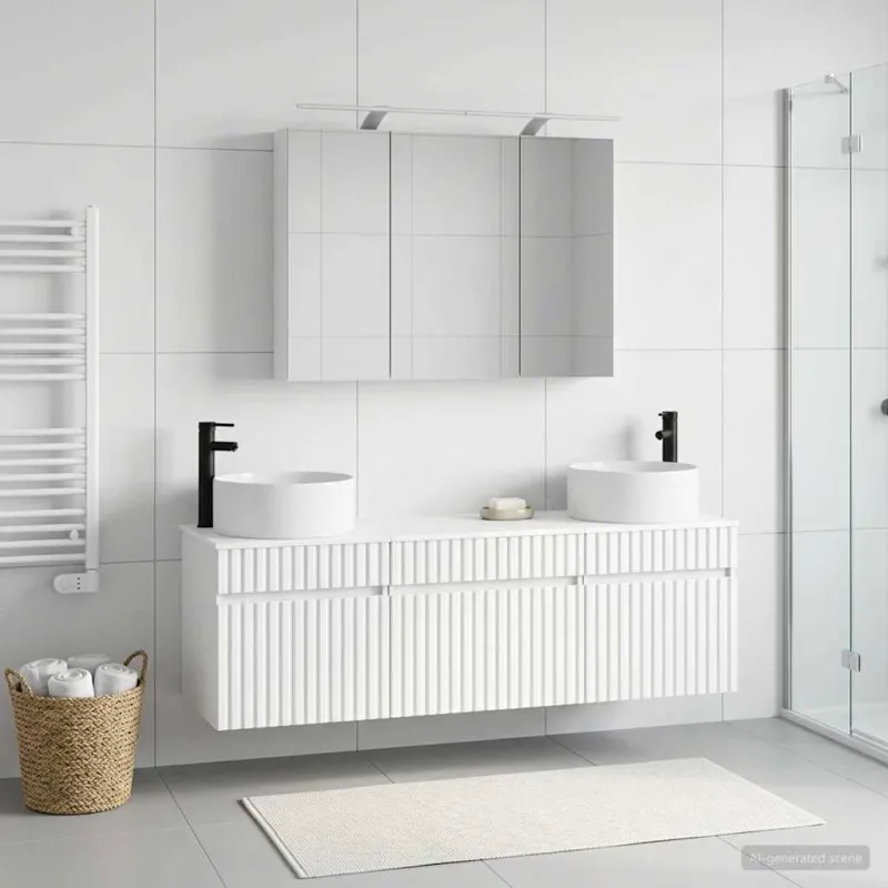 Vonios spintos komplektas 4 pcs Balta 100 x 14,5 x 70 cm