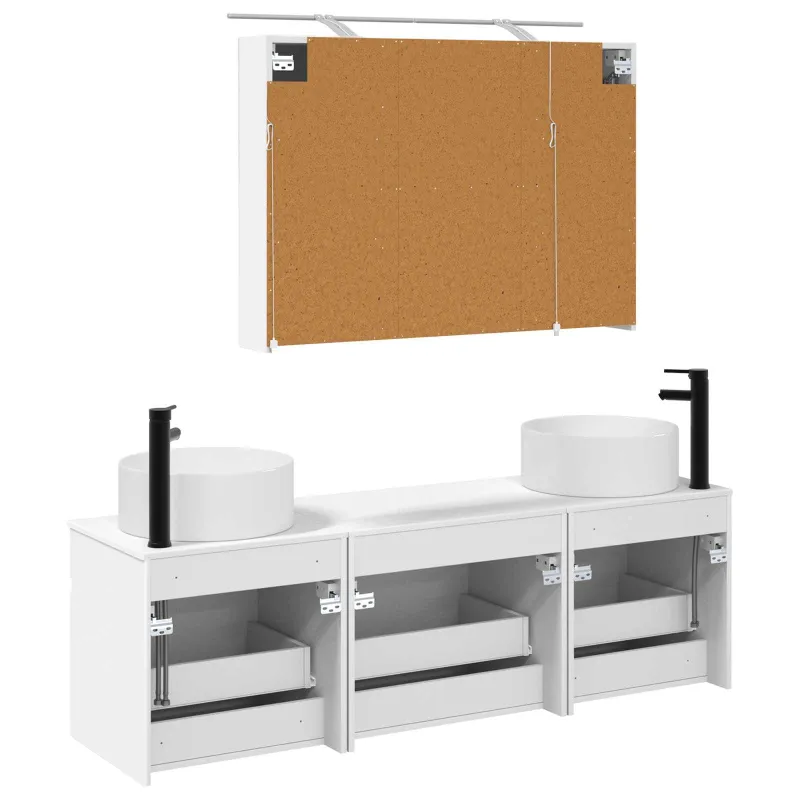 Vonios spintos komplektas 4 pcs Balta 100 x 14,5 x 70 cm