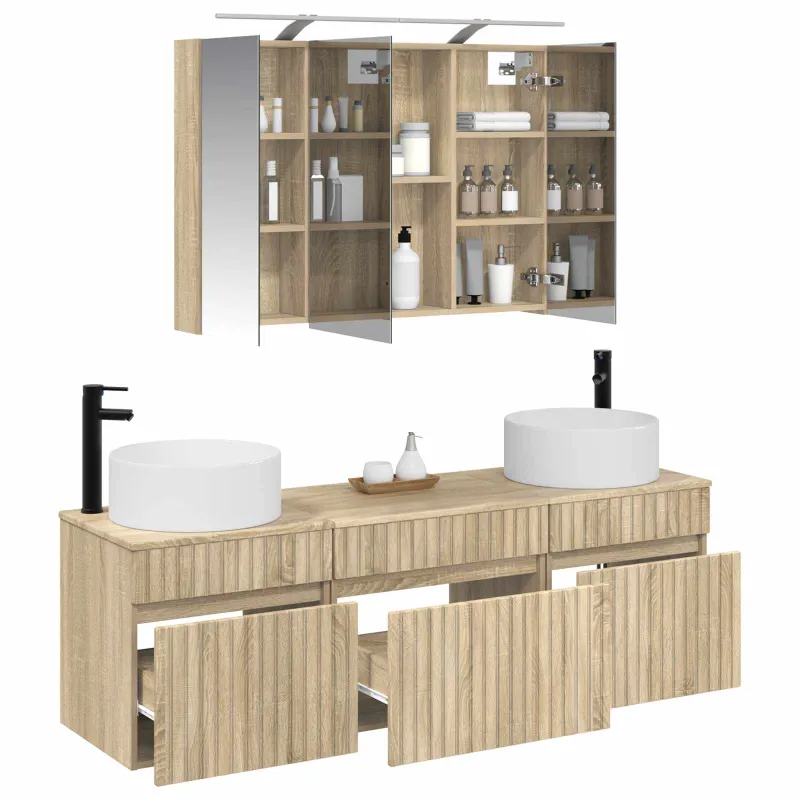 Vonios spintos komplektas 4 pcs Sonoma ąžuolas