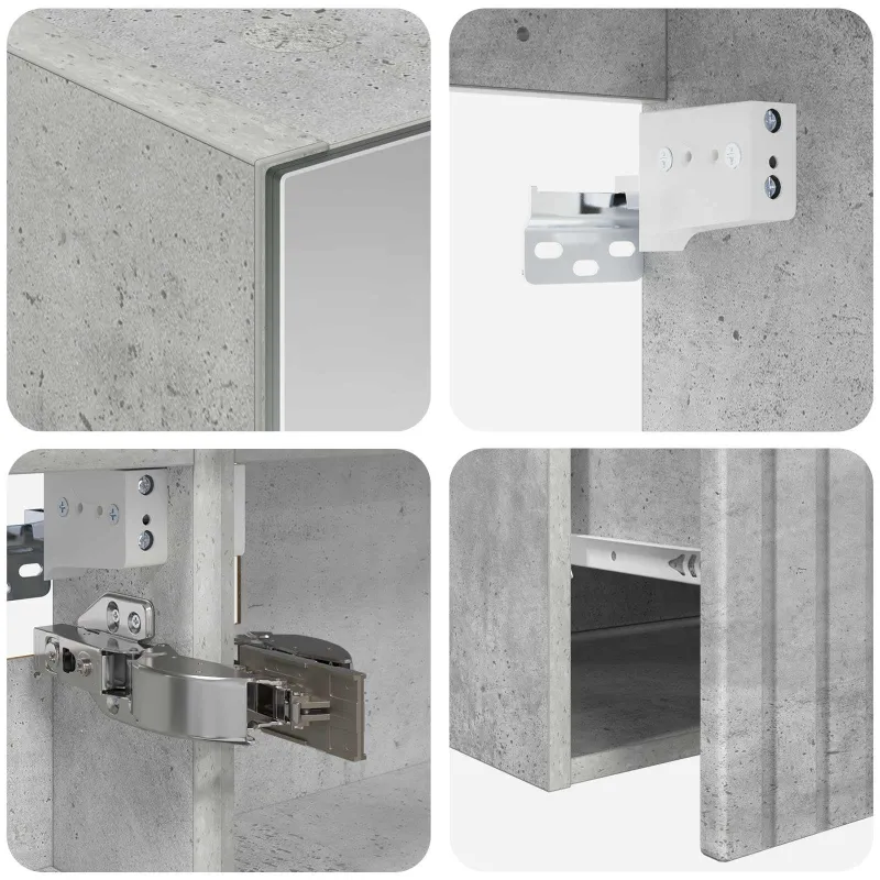 Vonios spintos komplektas 4 pcs Betono pilka 100 x 14,5 x 70 cm