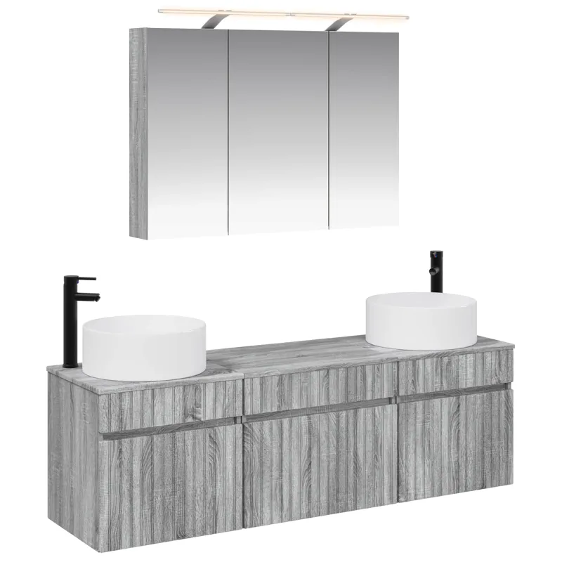 Vonios spintos komplektas 4 pcs Pilka Sonoma 100 x 14,5 x 70 cm