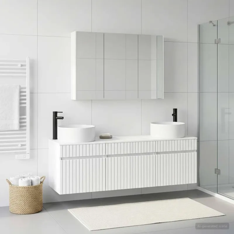 Vonios spintos komplektas 4 pcs Balta 103,5 x 15,5 x 70 cm