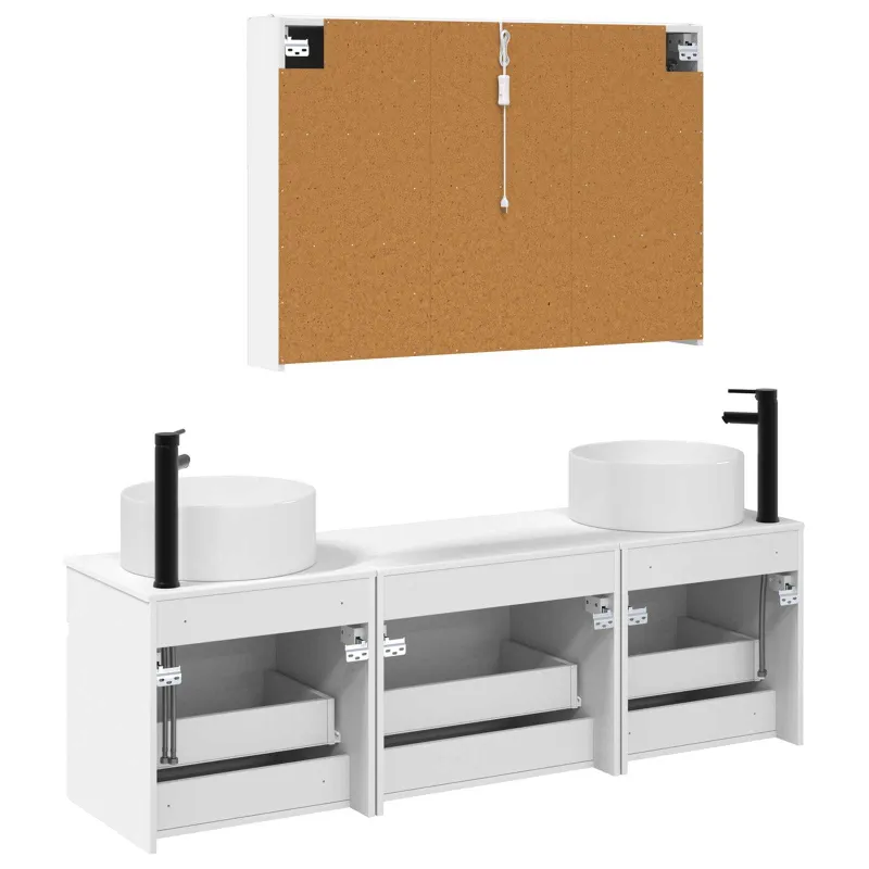 Vonios spintos komplektas 4 pcs Balta 103,5 x 15,5 x 70 cm