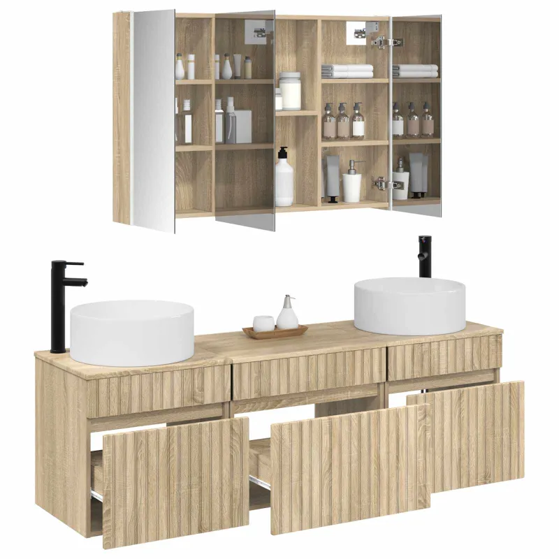 Vonios spintos komplektas 4 pcs Sonoma ąžuolas