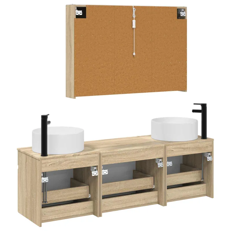 Vonios spintos komplektas 4 pcs Sonoma ąžuolas