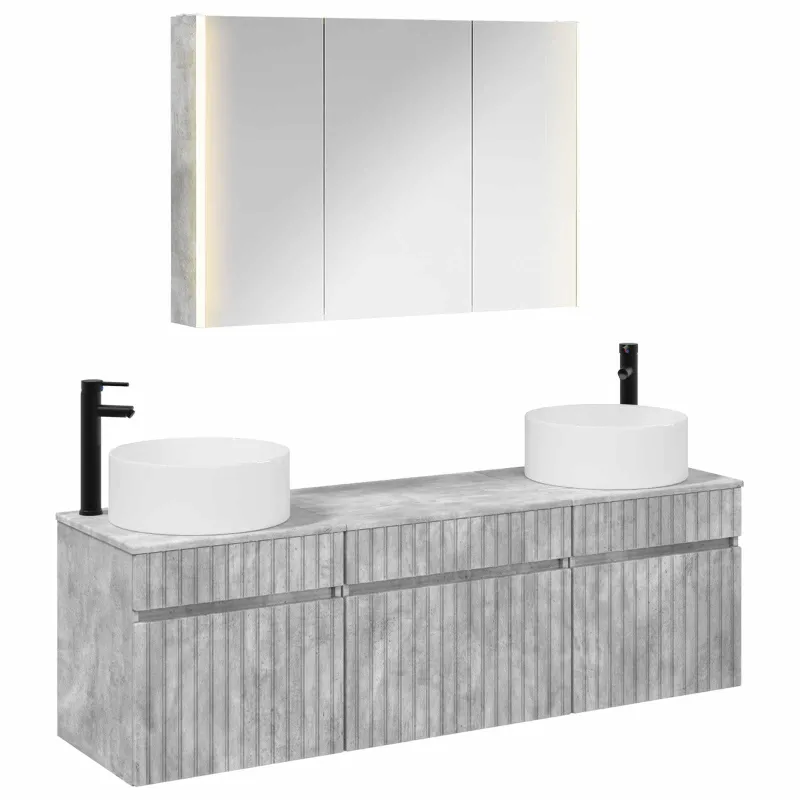 Vonios spintos komplektas 4 pcs Betono pilka