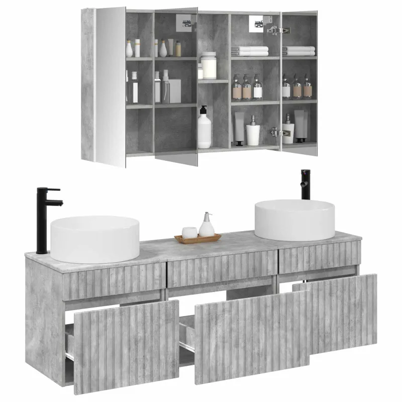 Vonios spintos komplektas 4 pcs Betono pilka