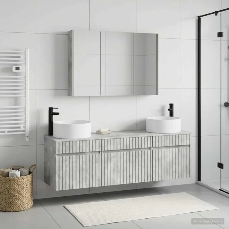Vonios spintos komplektas 4 pcs Betono pilka