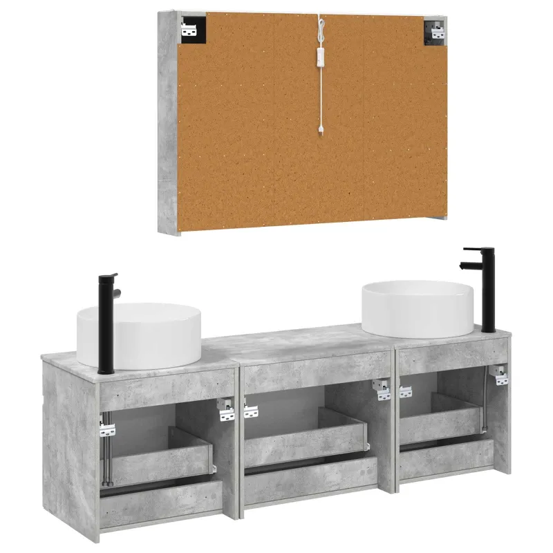 Vonios spintos komplektas 4 pcs Betono pilka