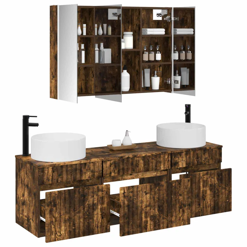 Vonios spintos komplektas 4 pcs Dūminio ąžuolo