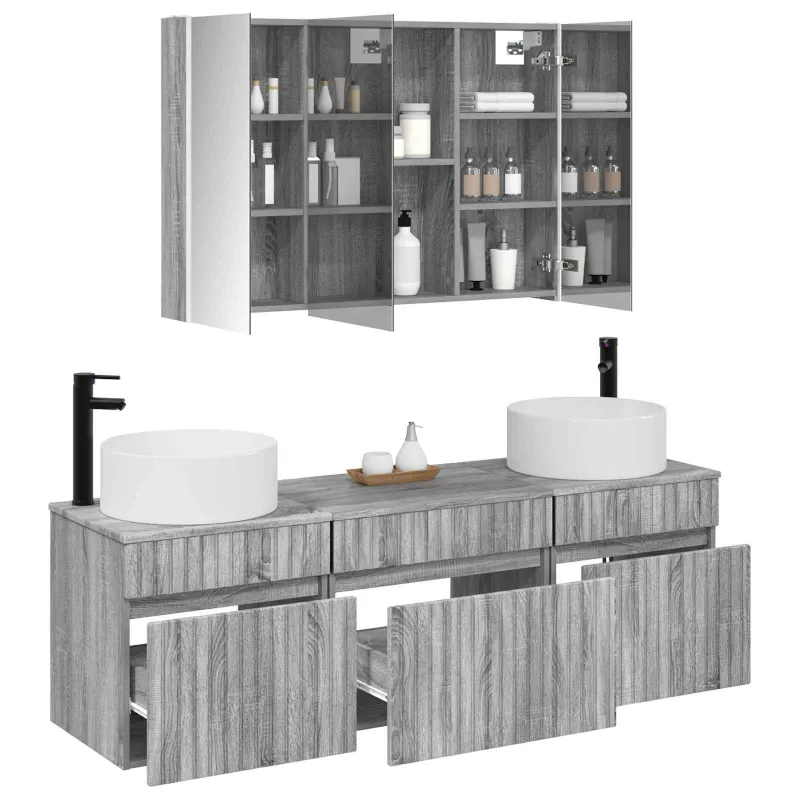Vonios spintos komplektas 4 pcs Pilka Sonoma