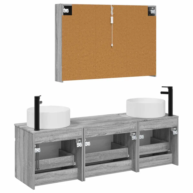 Vonios spintos komplektas 4 pcs Pilka Sonoma