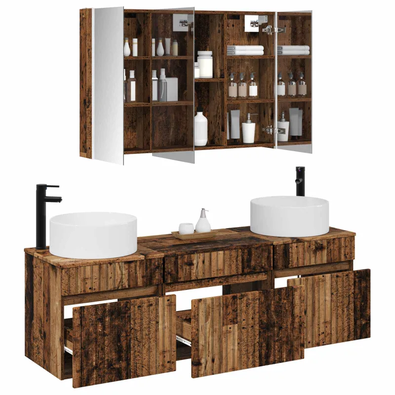 Vonios spintos komplektas 4 pcs Sendintos medienos