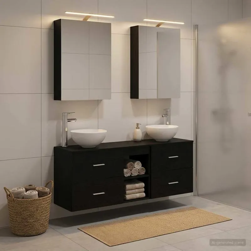 Vonios spintos komplektas 5 pcs Juodojo ąžuolo