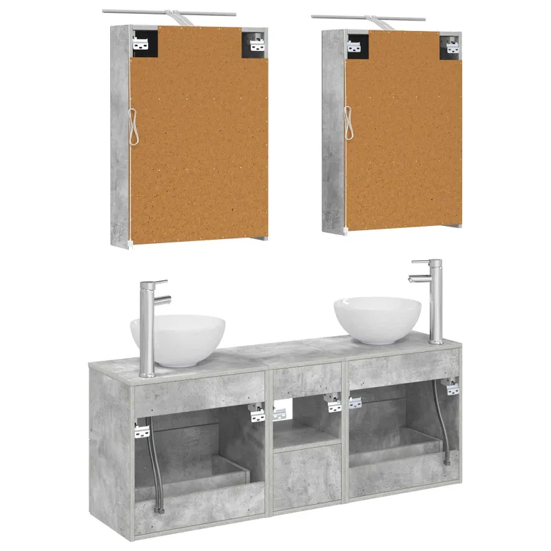 Vonios spintos komplektas 5 pcs Betono pilka 50 x 14,5 x 70 cm