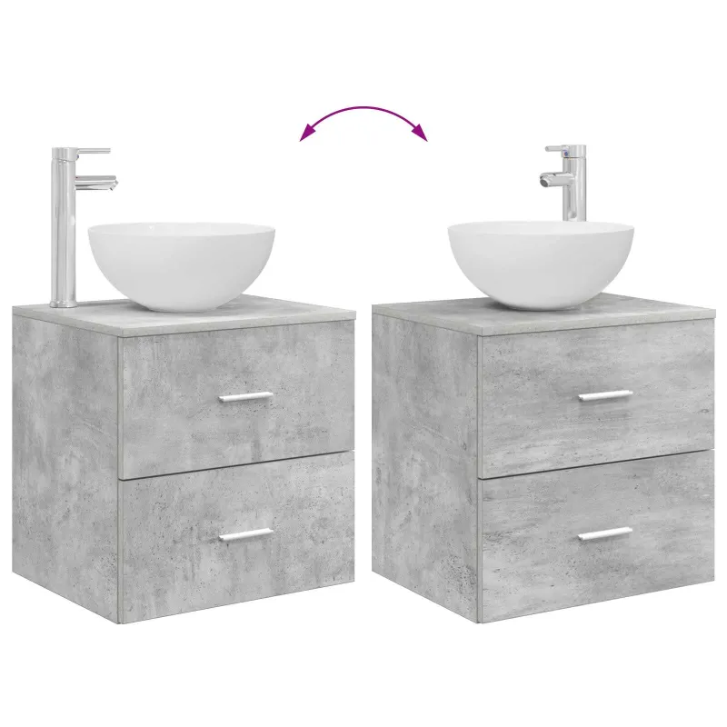 Vonios spintos komplektas 5 pcs Betono pilka 50 x 14,5 x 70 cm