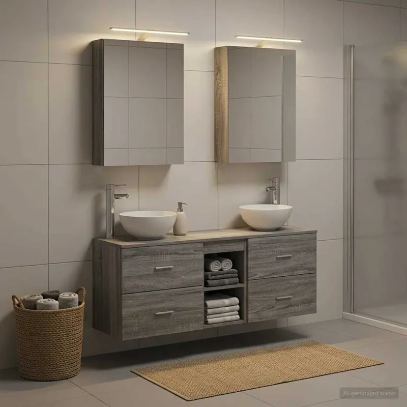 Vonios spintos komplektas 5 pcs Pilka Sonoma 50 x 14,5 x 70 cm