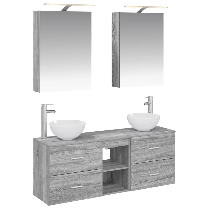 Vonios spintos komplektas 5 pcs Pilka Sonoma 50 x 14,5 x 70 cm