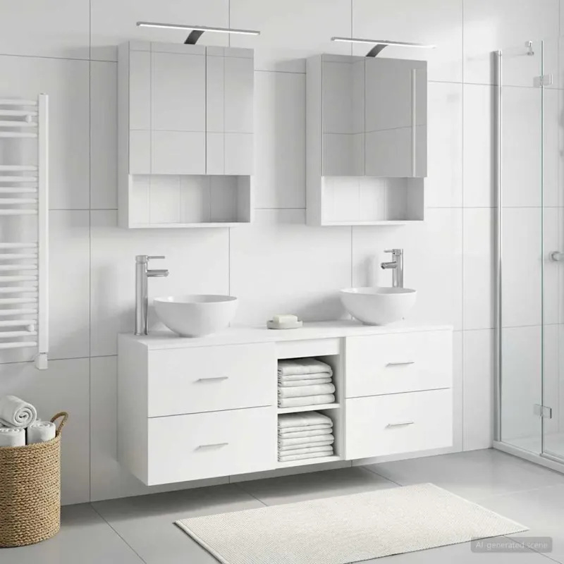 Vonios spintos komplektas 5 pcs Balta 50 x 14,5 x 70 cm