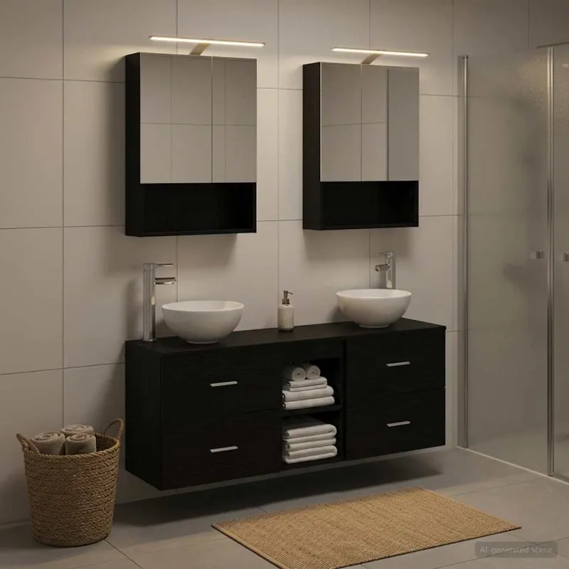 Vonios spintos komplektas 5 pcs Juodojo ąžuolo