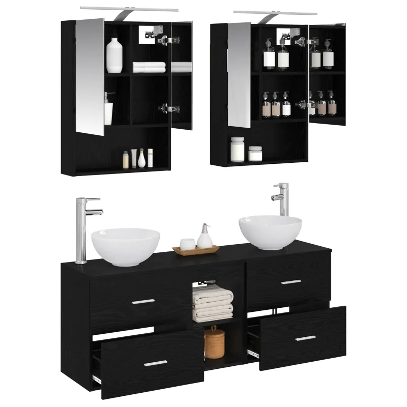 Vonios spintos komplektas 5 pcs Juodojo ąžuolo