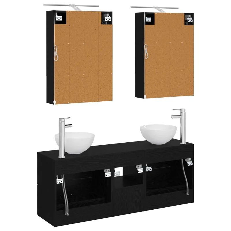 Vonios spintos komplektas 5 pcs Juodojo ąžuolo